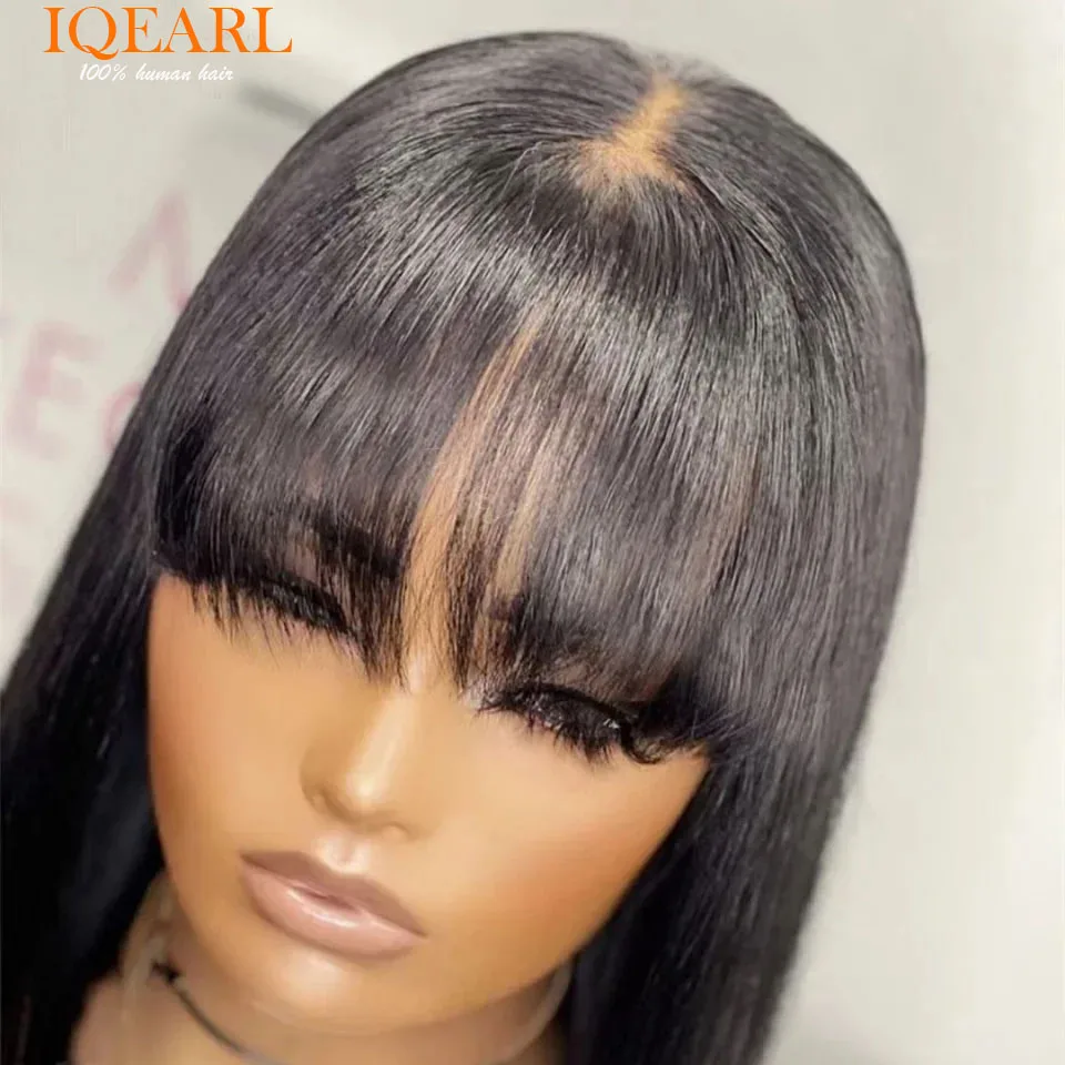 

Realastic Scalp Straight Bob Lace Front Human Hair Wigs With Bangs Brazilian Straight Bob Wigs For Women Silk Top Wigs