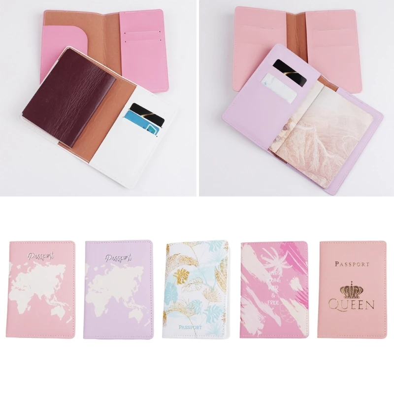 5 Styles Fashion PU Leather Passport Holder Cover Travel Credit Card Protector Wallet Lover Couple Wedding Gift for Women Men