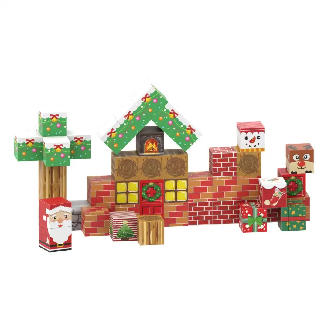 Bloques de construcción magnéticos de Navidad DIY, adornos navideños para niños, bloques de modelismo, juegos para niños, juego de Navidad, bloques magnéticos de nieve