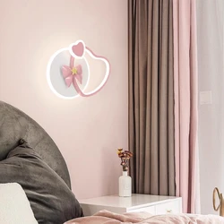 Children's Room Wall Lamps Cute Baby Room Princess Room Bedside Lamp LED Pink Bow Bunny Light Girl Bedroom Bedside Wall Lights