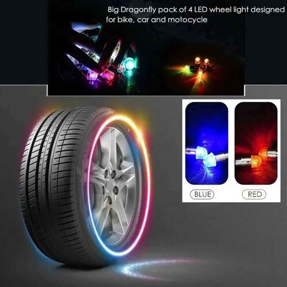 2PCS Colorful Gas Nozzle Lamp Car Auto Wheel Tire Tyre Air Valve Stem LED Light Cap Cover Accessories For Bike Car Motorcycle