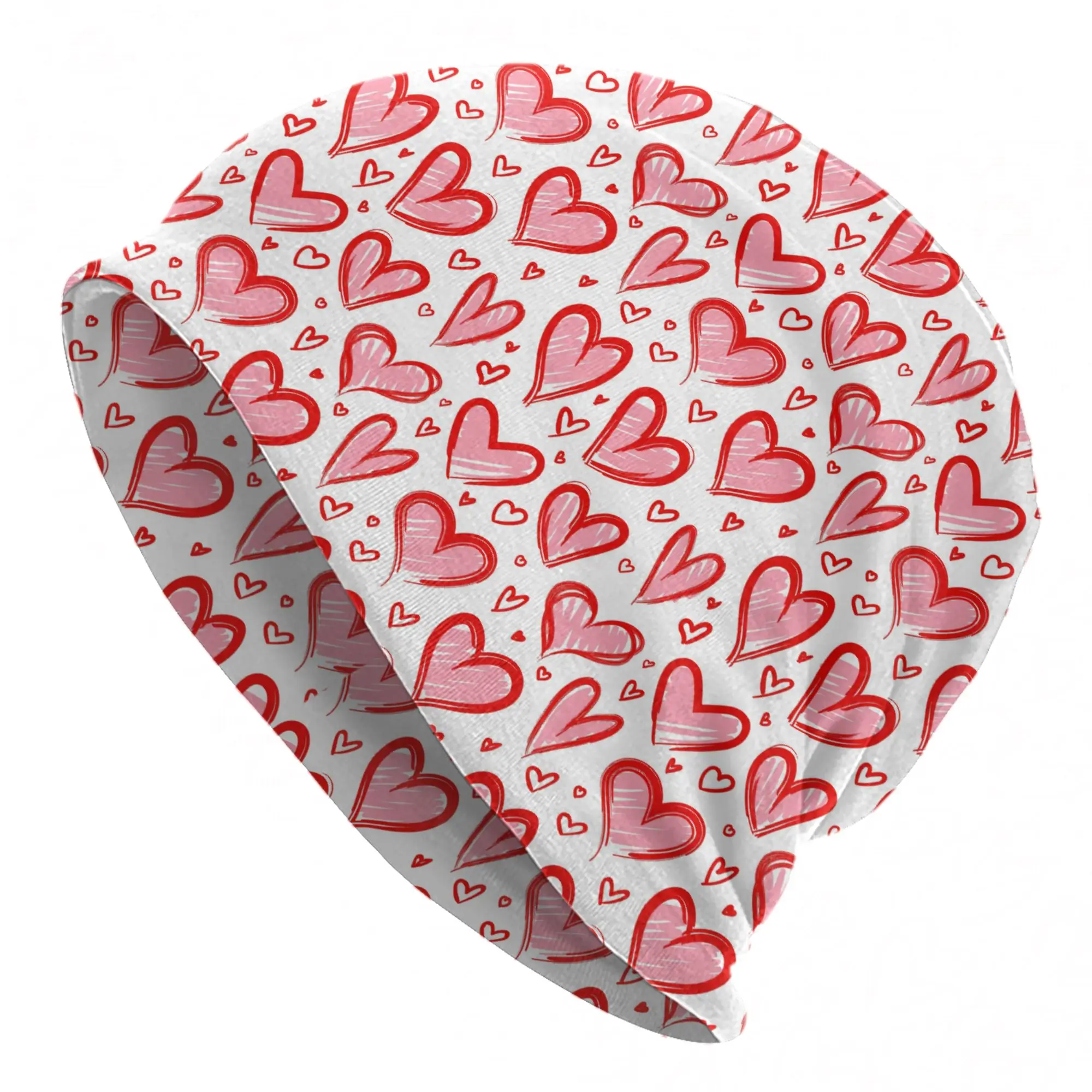 Hand Drawn Heart Pattern Beanie Hats  Street Caps Unisex Adult Outdoor Sport Skullies Beanies Spring Custom Thermal Beanie Hats