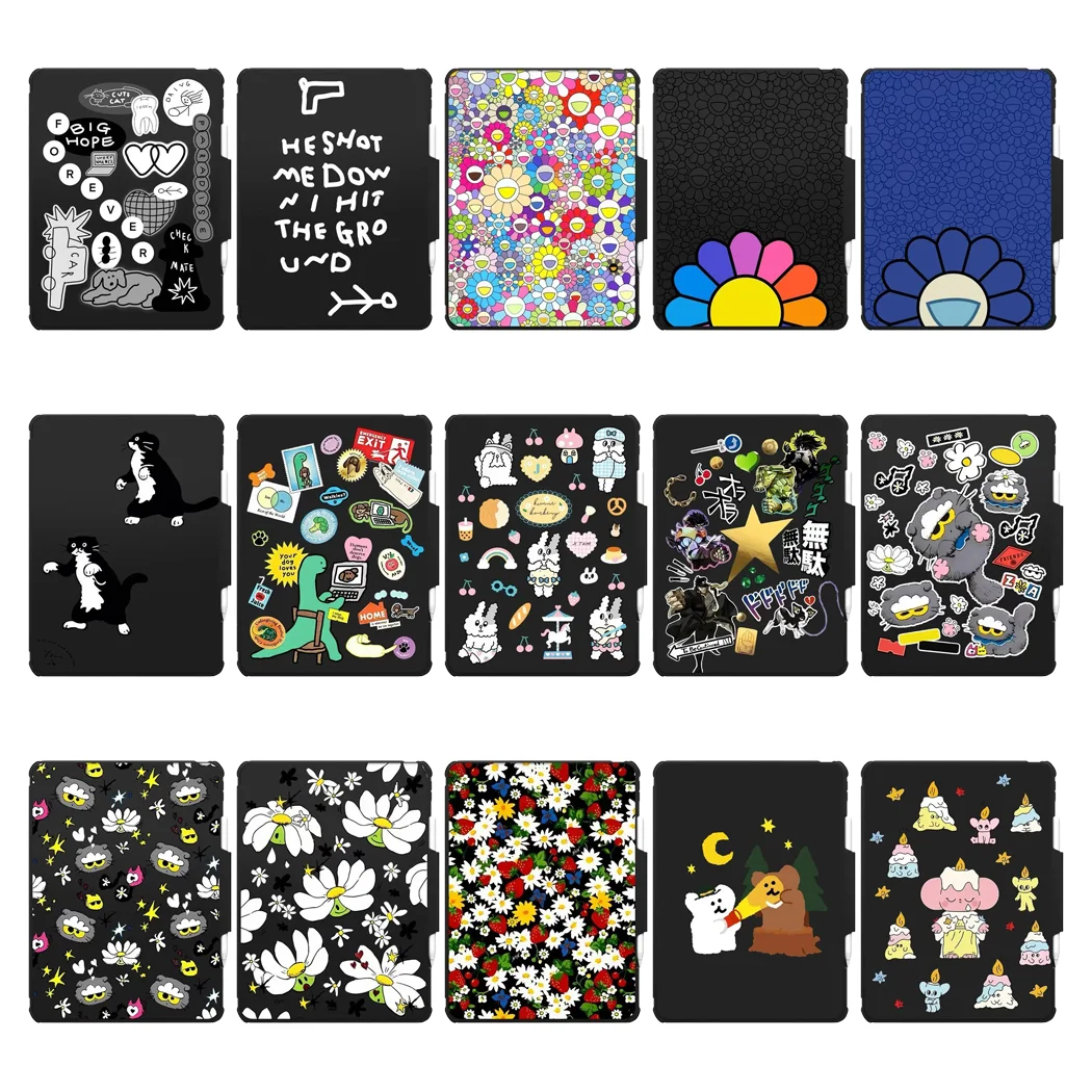 

Cartoon Flowers Cat Full Cover Flip IPad Case for Mini 6 7 / IPad 10 11 / Air 4 5 6 7 IPad Pro 2020 ~ 2025 Protective Back Cove