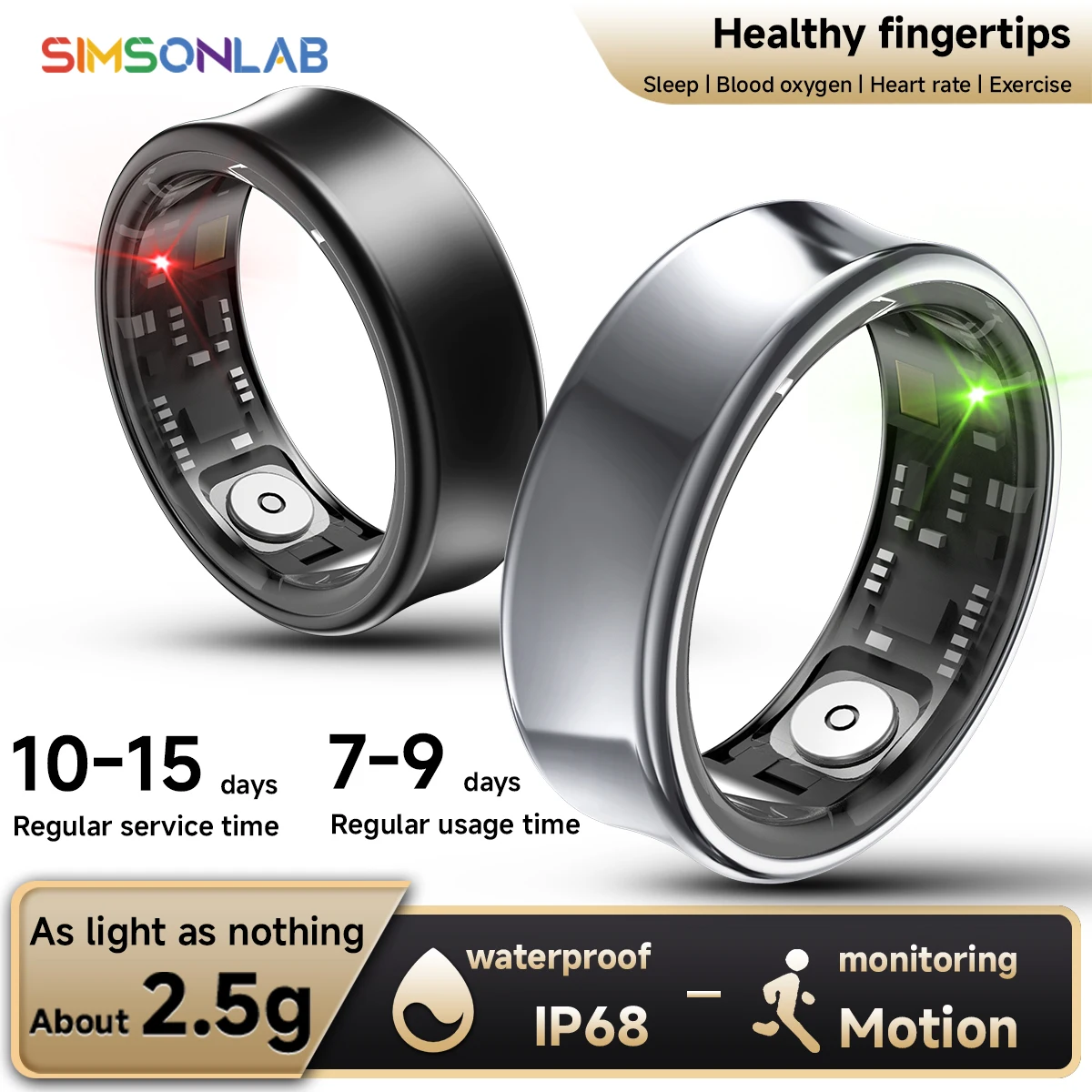 

2026 New IP68 Waterproof Smart Rings for Android iOS Heart Rate Blood Pressure Sleep Monitoring Motion Tracking Men Women Gift
