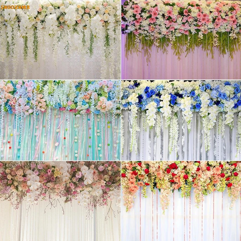 Floral Wall Romance Wedding Backdrop Anniversary Birthday Party Dessert Table Decoration Banner Photocall Photography Background