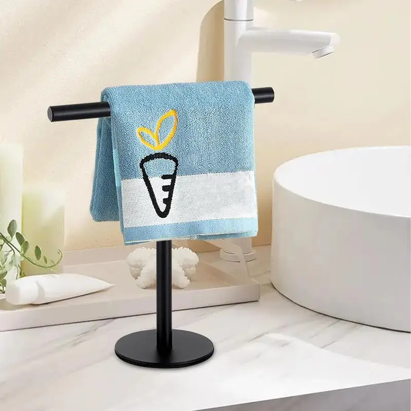 Countertop Hand Towel Holder Towel Rack Organizer Towel Rack T Shape For Bathroom Kitchen Hand Towel Bar Holder Stainless Steel