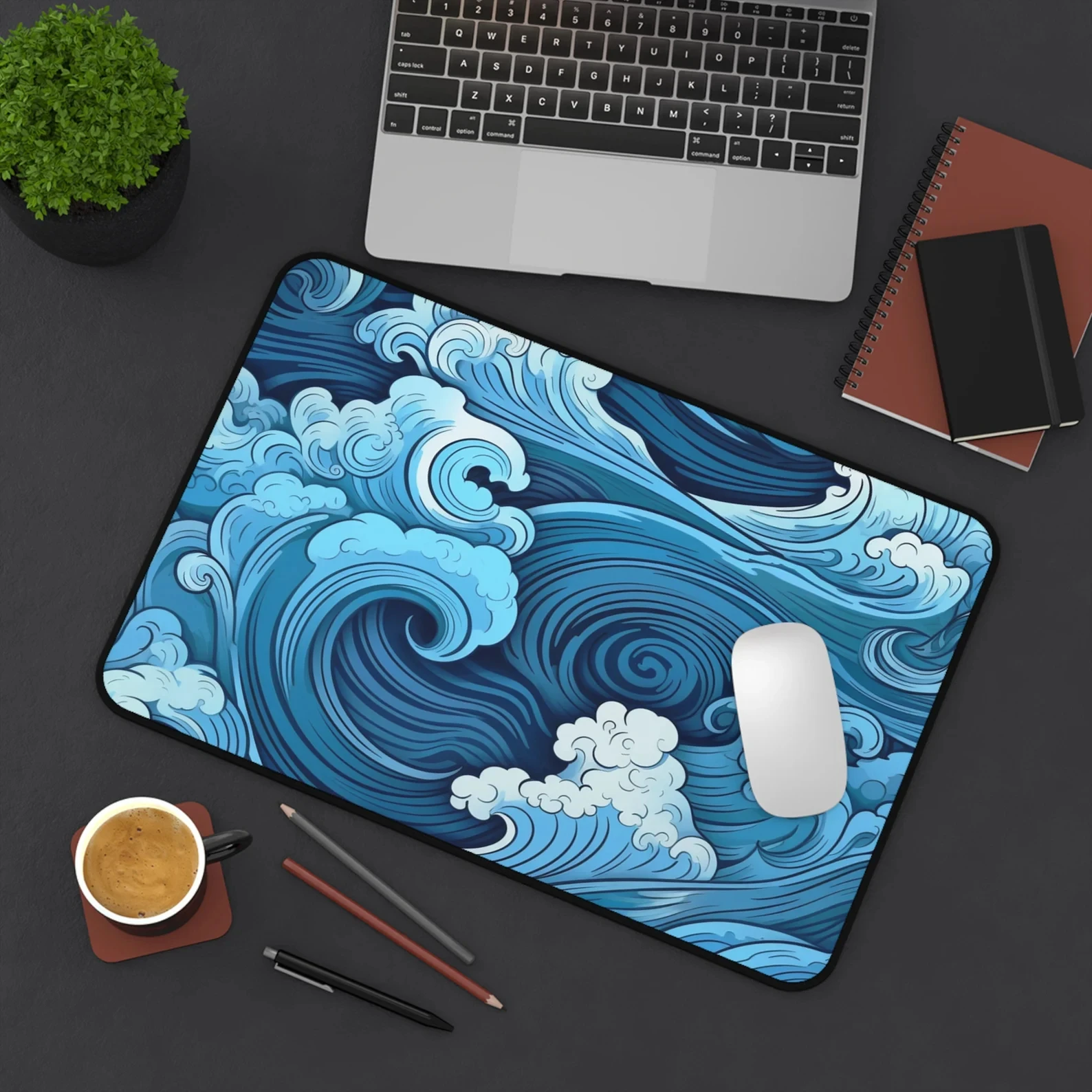 Laptop Büro Matten Flowy Waves Schreibtisch Matte Blau Wasser Mauspad Große Kawaii Gaming Mousepad XXL Gamer Teppich Computer Maus Matten