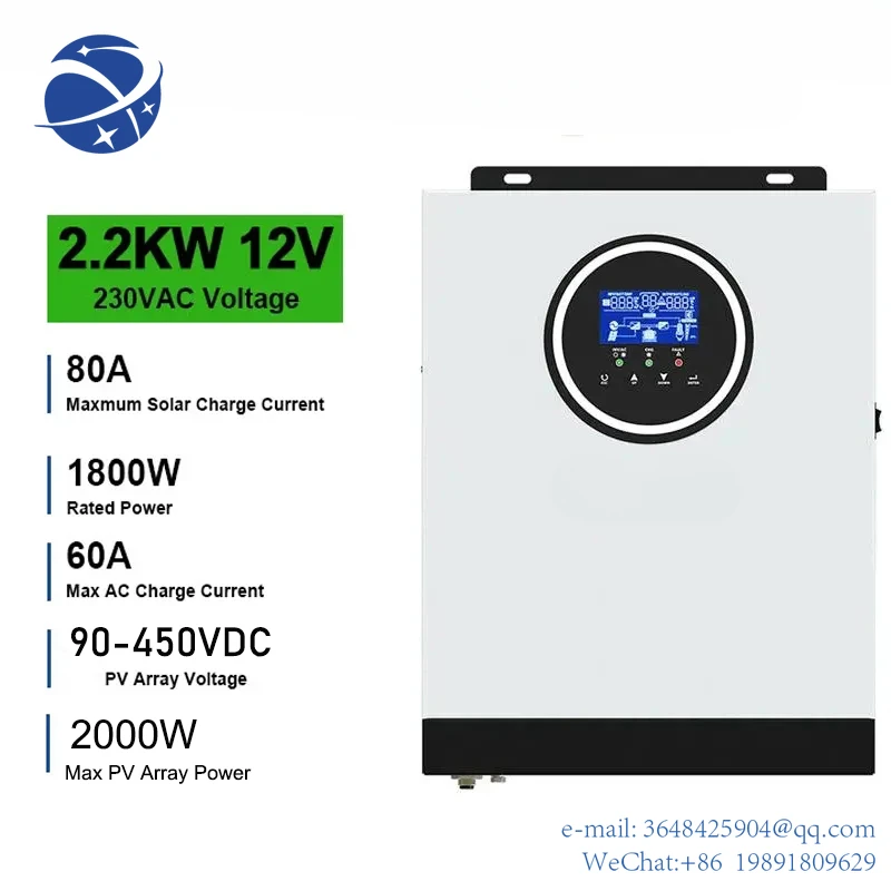 YYHC Hybrid Solar Inverter 12V 220V Photovoltaic Inverter Pure Sine Wave Inversor PV 450V 80A MPPT Solar Charger for Home