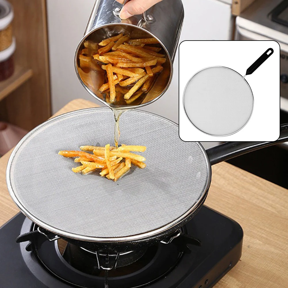 19-33cm Stainless Steel Oil Splatter Screen Frying Pan Mesh Guard Kitchen Cooking Tools Multi-Purpose Filter Net For Frying Pans view 3