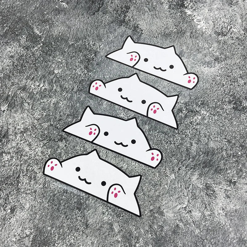 1Pair Cute Cat JDM Vinyl Sticker Waterproof Decal For Motorcycle Fuel Tank Fairing Electric Scooter DIY Decor Accessories