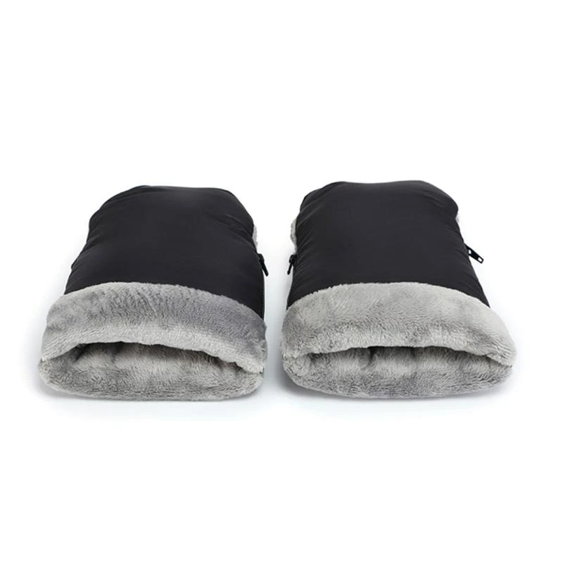 Q1FE Baby Stroller Hand Muff Universal Warm Warm Stroller Gloves with Fleece Lining Szipper Gloves Excedicorys