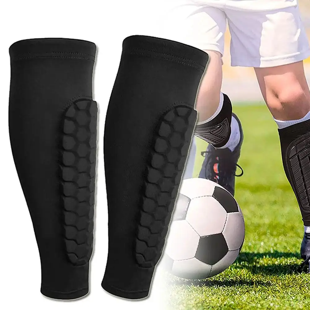 Leg Sleeves Shin Guards Shockproof Honeycomb Nylon Support Legging Soccer Shin Gear Shields Soccer Sports Sock Protector Z1b1