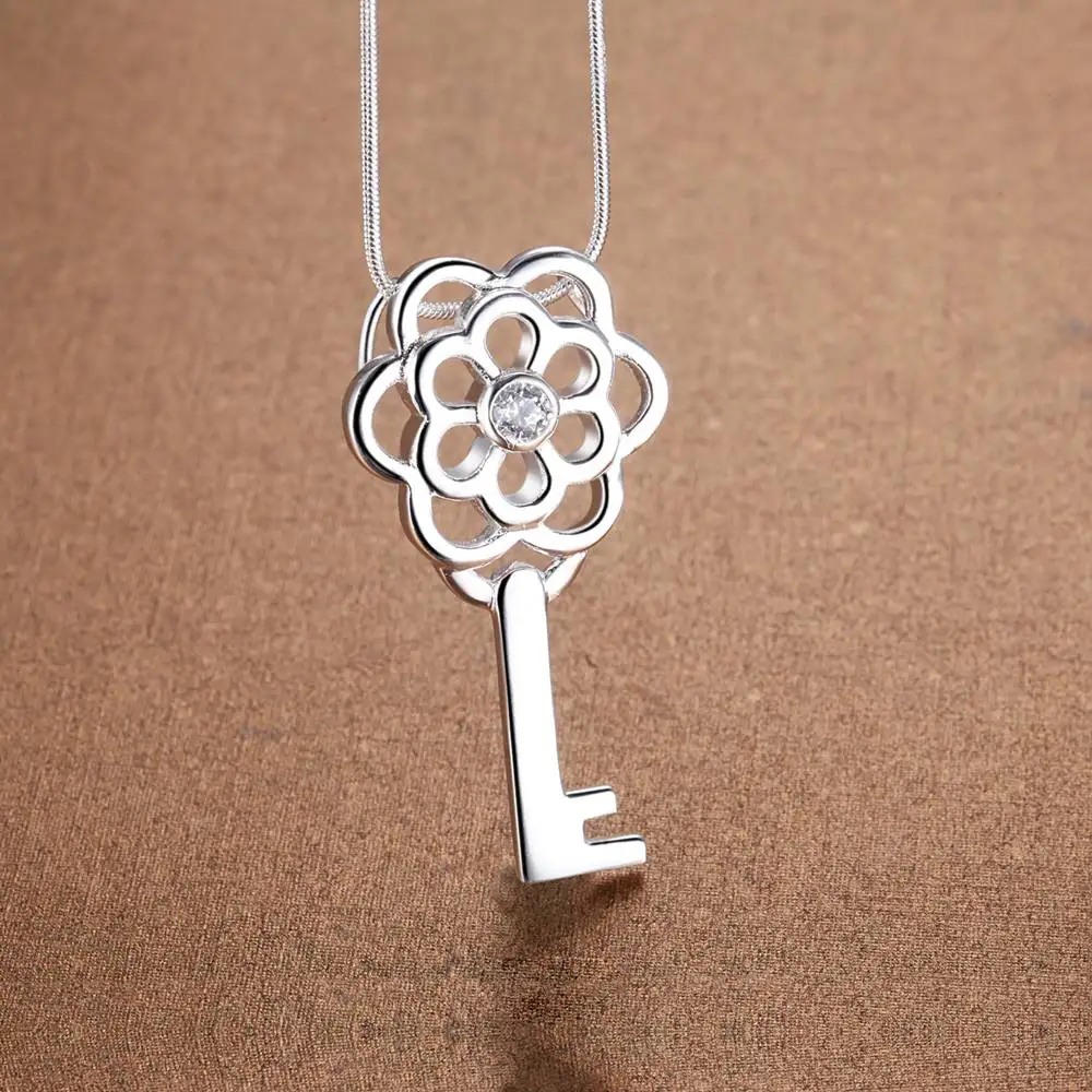 

Новое ожерелье из стерлингового серебра 925 пробы с подвеской в виде ключа, циркон 5А для женщин, свадебные украшения, изысканные аксессуары, модные подарки высокого качества