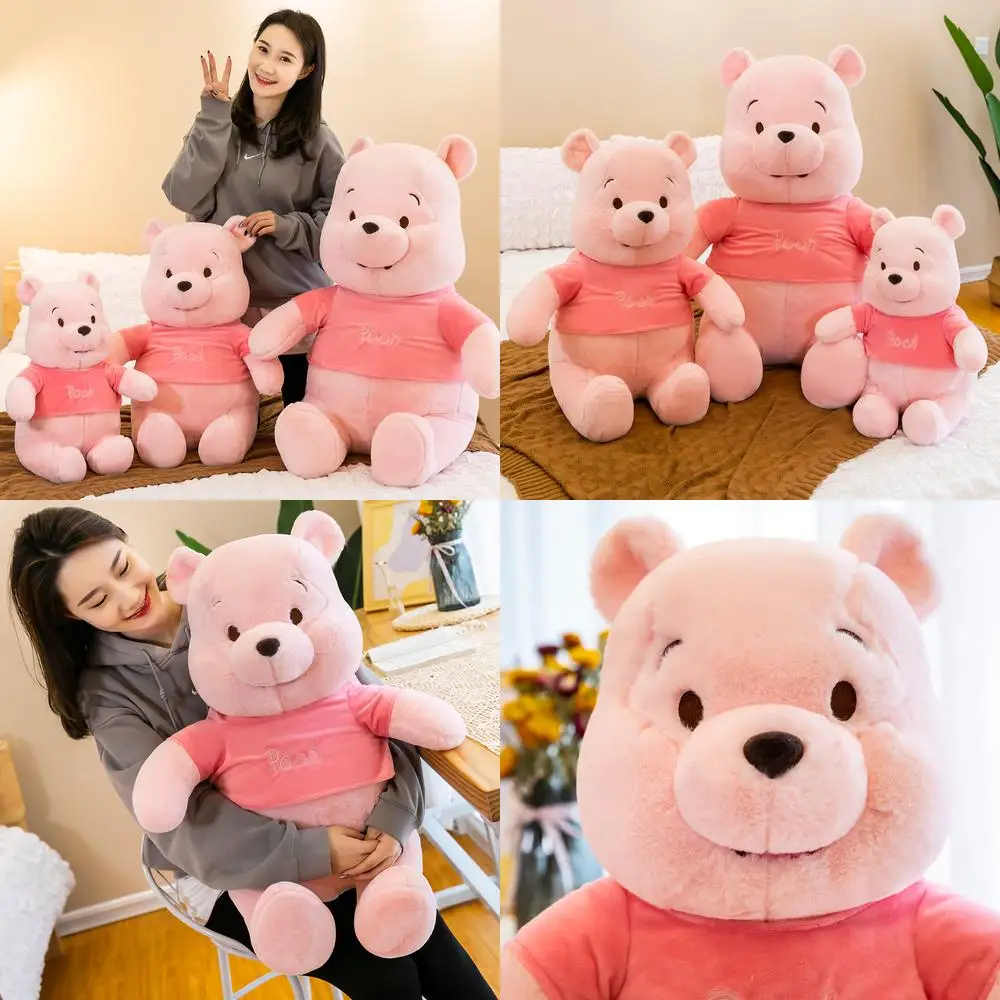 

Милая розовая плюшевая игрушка Kawaii Winnie the Pooh, мягкая кукла для детей, подарок на день рождения, плюшевая подушка для детей и подруги