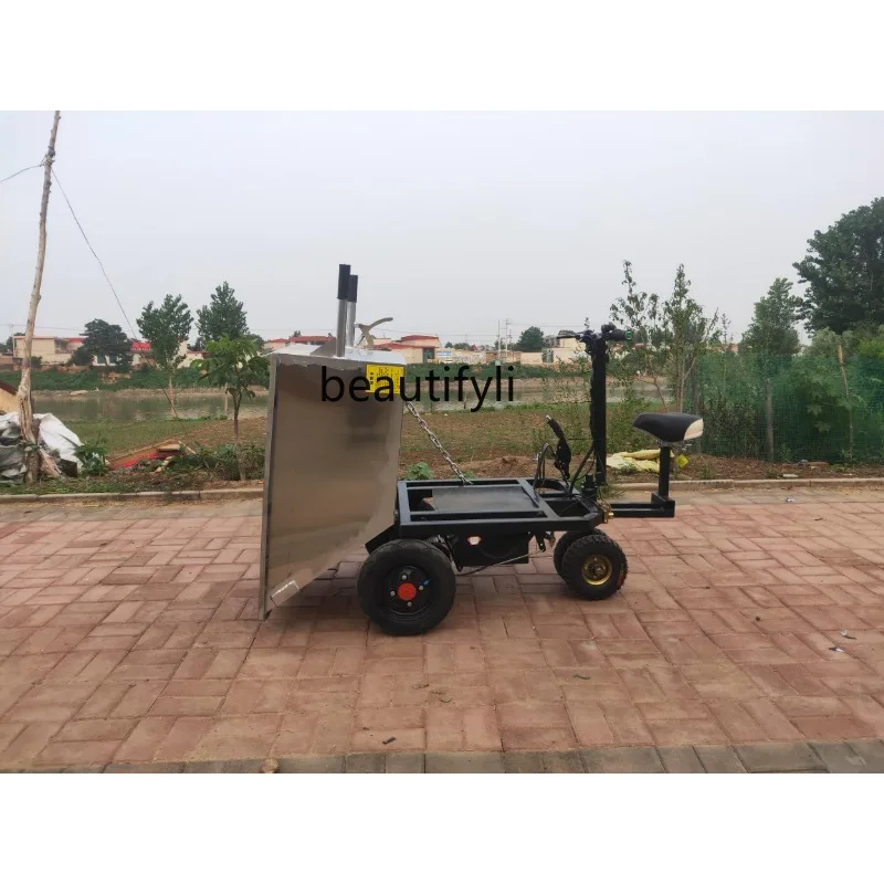 03.ld14 Electric stainless steel tricycle donkey pull feed electric cart ash hopper