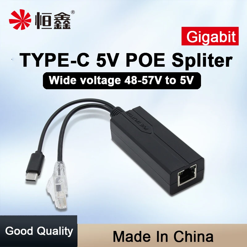 Gigabit TYPE-C 5V Poe Spliter Adapterkabel Voeding Module Voor Ip Camera Ethernet 1000Mbps