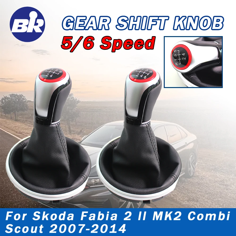 5 velocidades de transmissão manual botão de mudança de engrenagem gaiter boot capa para skoda fabia 2 ii mk 2 combi scout 2007-2014 estilo do carro ﻿