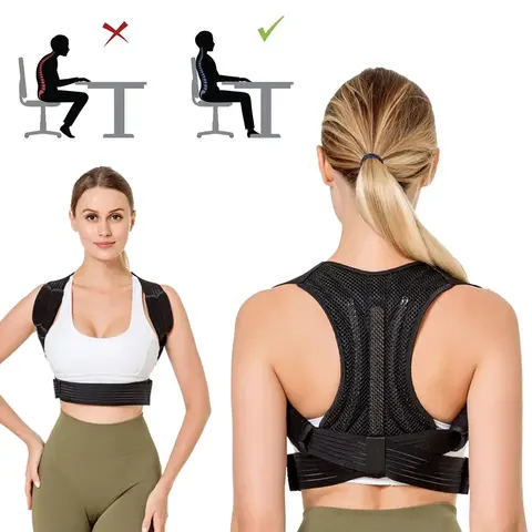 Posture Corrector Belt, Unisex Back Straightener Upper Back Brace with Metal Support for Back Neck Shoulder Pain Relief
