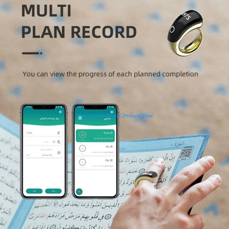 U2JE 4 Digit Counting Rings Digital Tasbeeh Counter Wearable Accurate Tracking for Practices and Religious Ritual