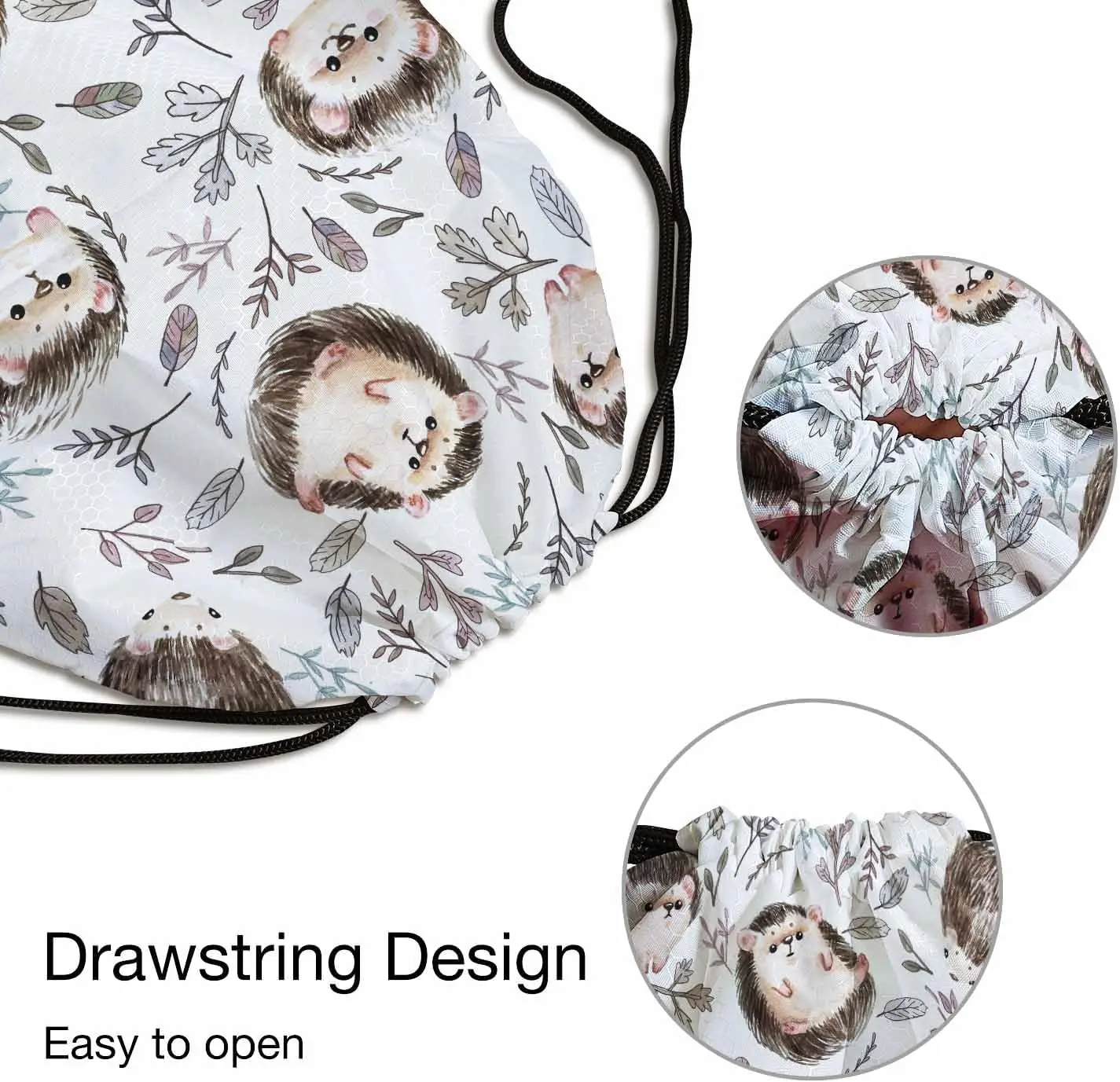 Рюкзак на шнурке с ежиком, регулируемый плечевой ремень, милое животное, морфометрический лист, ветка, сумка на шнурке, подходит для занятий спортом