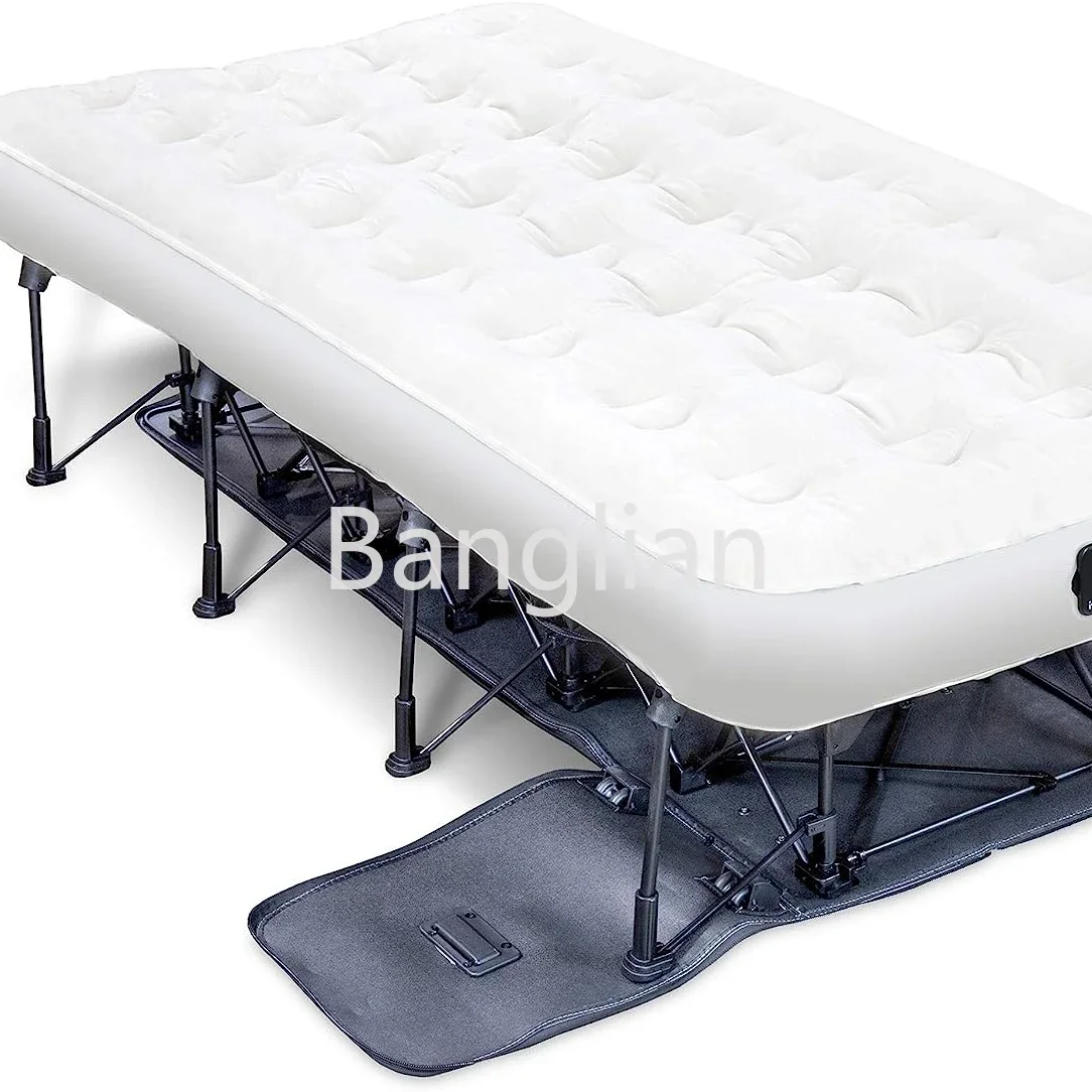 Self Inflating Inflatable Bed with Frame and Rolling Box, Suitable for Travel, Vacation, Camping, and Entertainment