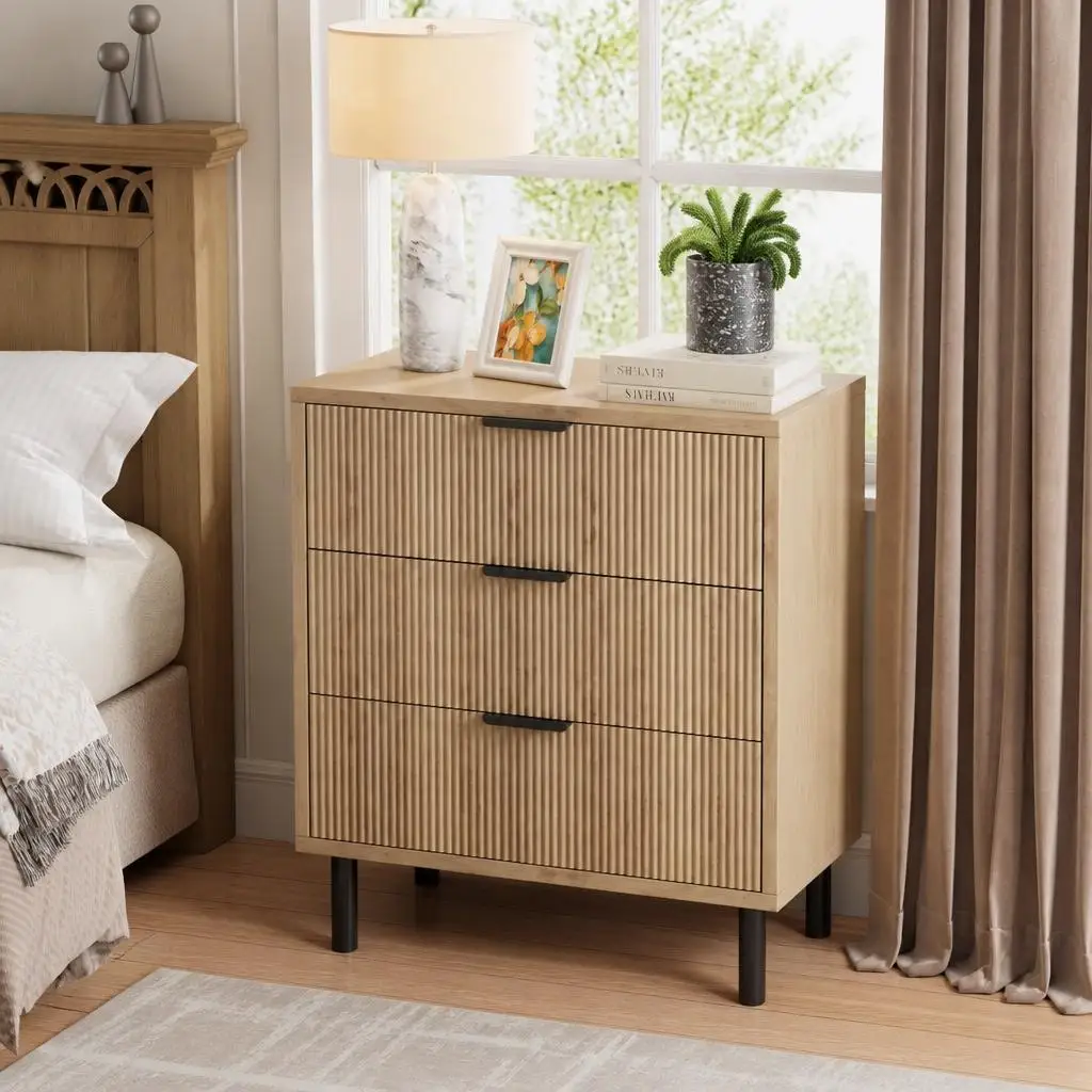 Garveelife Modern Fluted Design - 3 or 5 Drawer Dresser - Versatile for Bedroom, Hallway, Entryway, or Living Room - Wooden Construction - Metal Feet & Tip-Proof Protection - Ample Storage Space