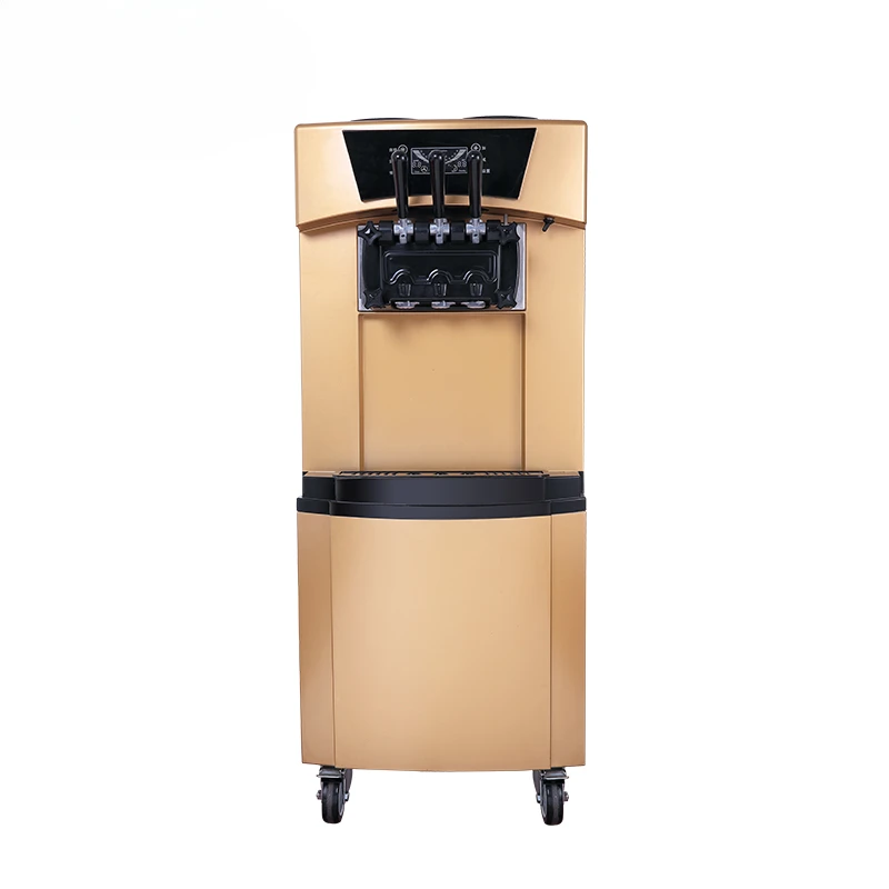 Soft Ice Cream Machine with Three Flavors  Luxurious Golden Color 540X590X1360MM