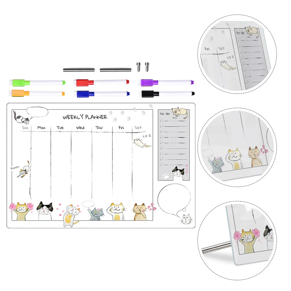 1 Set Acrylic Memo Transparent Writing For Home Office School Desktop Message Board Lightweight Erasable Note Board With Pen