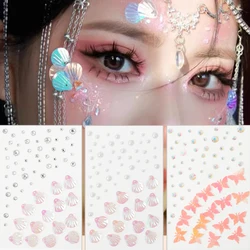 3D Shell Diamond Stickers Face Jewels Mermaid Temporary Tattoo Sticker Waterproof DIY Body Art Stage Makeup Rhinestones Makeup