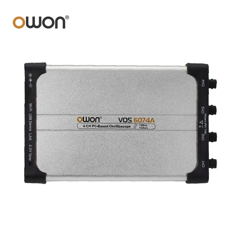 OWON VDS6074A VDS6104A 14Bits wirtualny PC oscyloskop cyfrowy 1Gsa/S 100Mhz szerokość pasma 4CH ręczne przenośne oscyloskopy USB