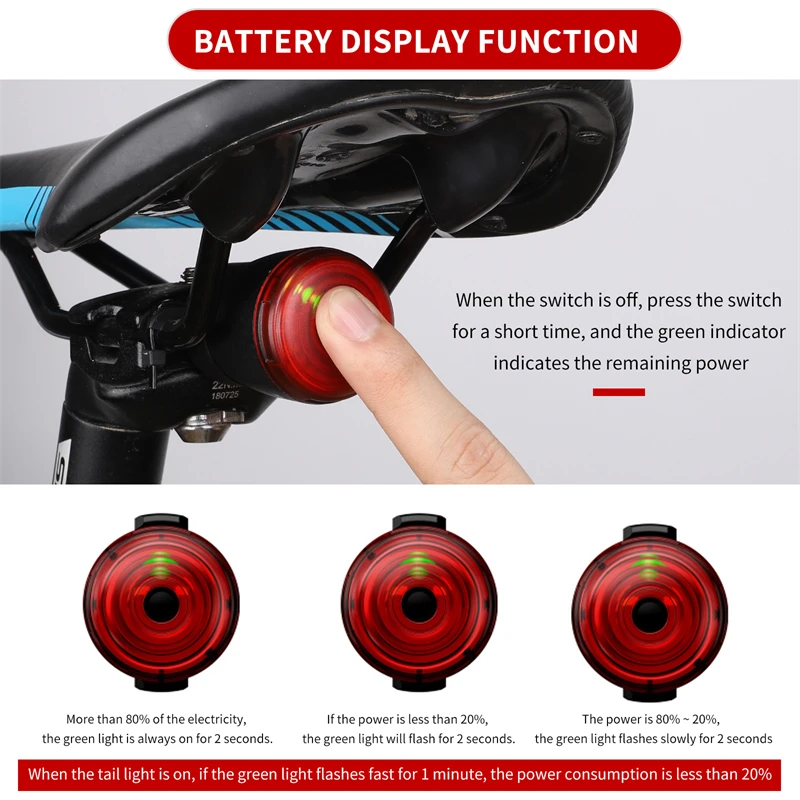 WEST BIKING Smart LED Bicycle Tail Light USB Rechargeable Auto Start/Stop Waterproof Bike Brake Sensing Safety Warning Light