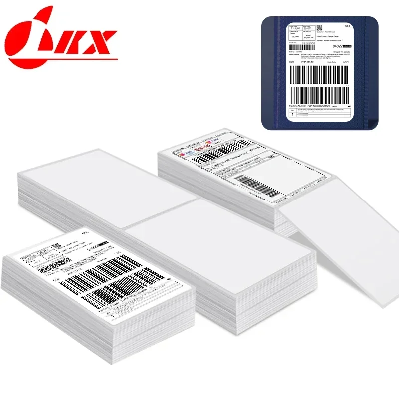 LKX 500PCS Shipping Labels 4x6 Inch Thermal Label Sticker Waterproof Oilproof for PM-241BT/D520/246S Waybill Printer Labeler