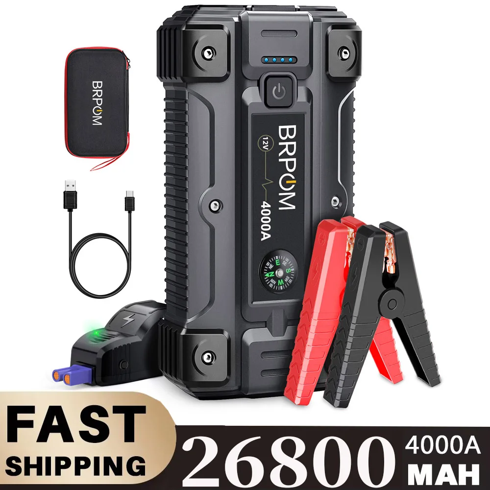 BRPOM 4000A 12V Charger External Battery Booster 26800mah Car Jump Starter Car Battery Fast Charging Portable Power Bank