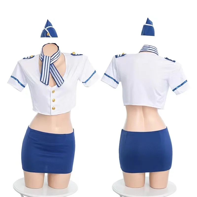 Sexy Stewardess Uniform Flight Attendant Erotic Lingerie Sailor Role Play Dress Police Officer Pencil Skirt Cosplay Costumes Set