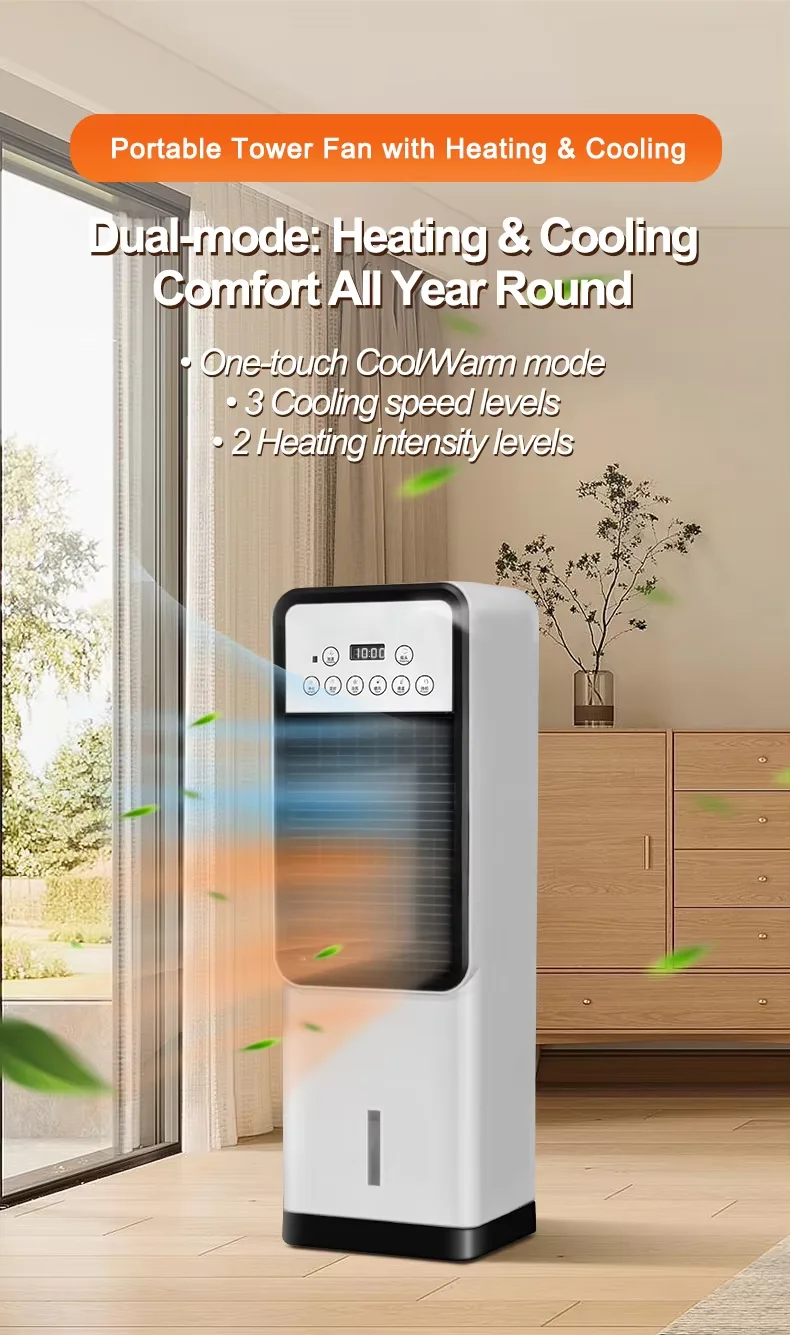 Mini air Conditioner Fan Portable Space Heating and Cooling 1800W Bathroom Stand Heater and air Conditioner for Bedroom