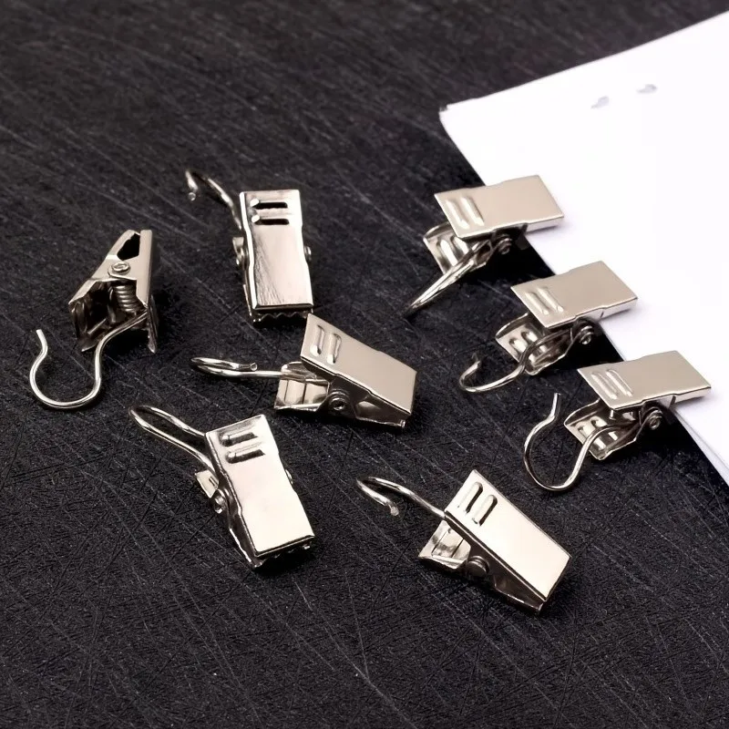 23 pcs Open Curtain Hooks, Silver Open-End Design for Photo Hanging Display, Easy Slide On Rod great for Photo Hanging