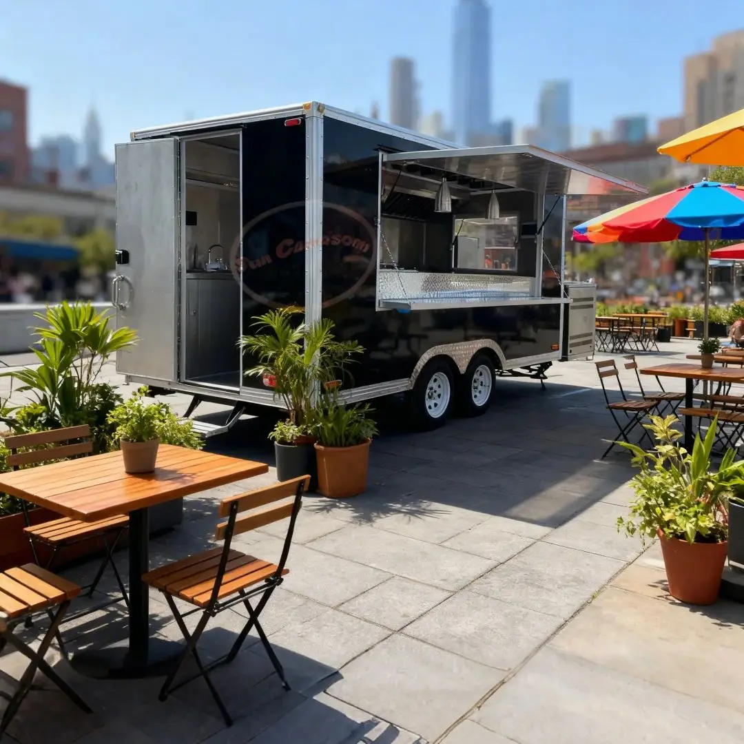 Small Mobile Food Cart with Full Kitchen CE DOT Certified Food Trailer for Hot Dogs Coffee Hamburgers Fast Food Truck