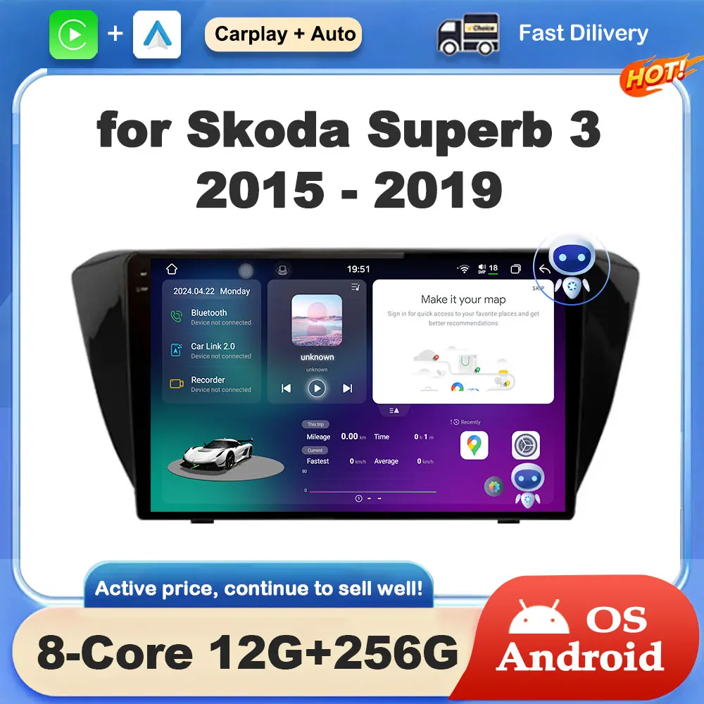 

10 inch Android OS GPS Navi for Skoda Superb 3 2015 - 2019 Car Radio Video Multimedia Player WiFi BT Wireless Carplay Auto Tools