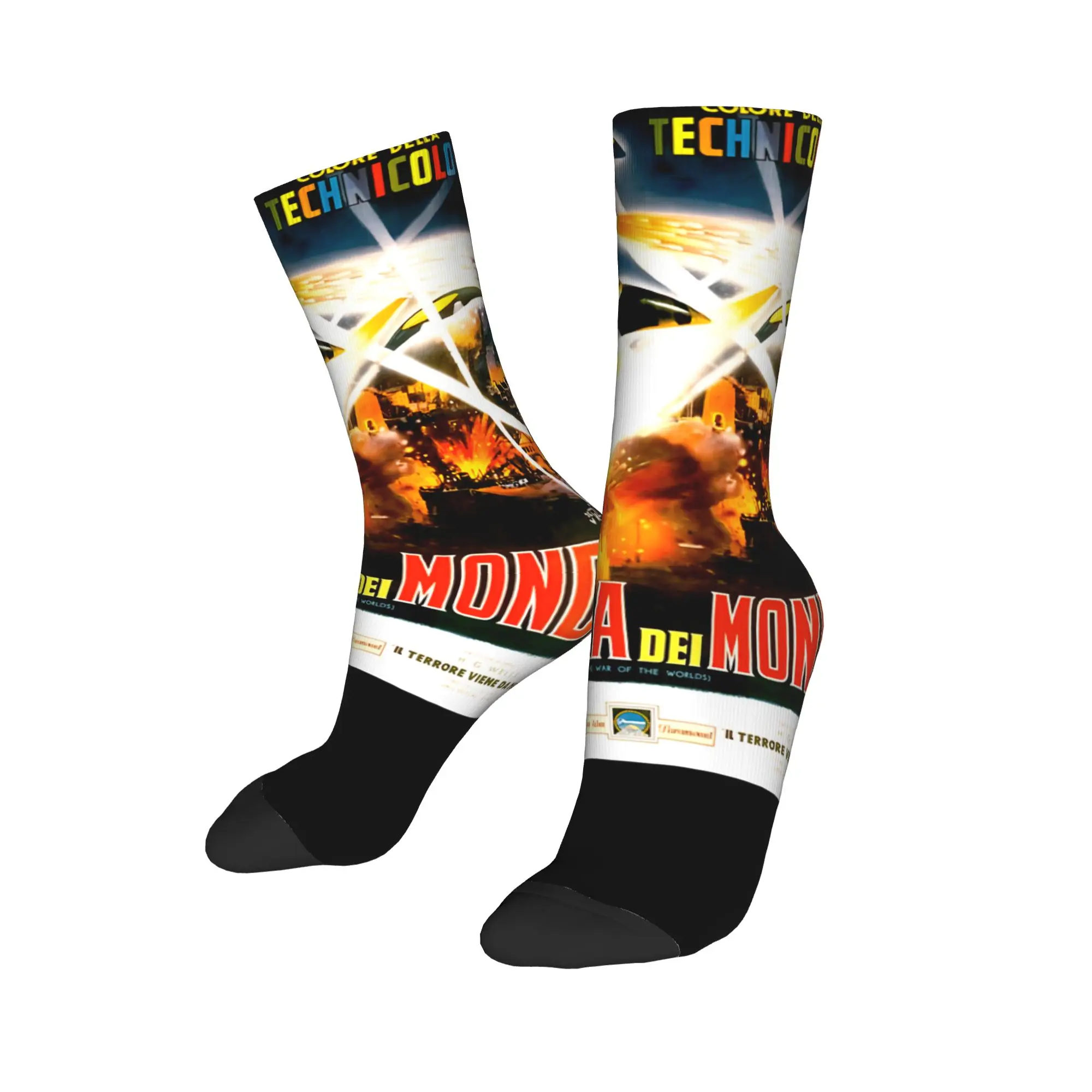 Crazy Design The War of The Worlds (1953) Movie Football Socks  Polyester Long Socks for Unisex Breathable