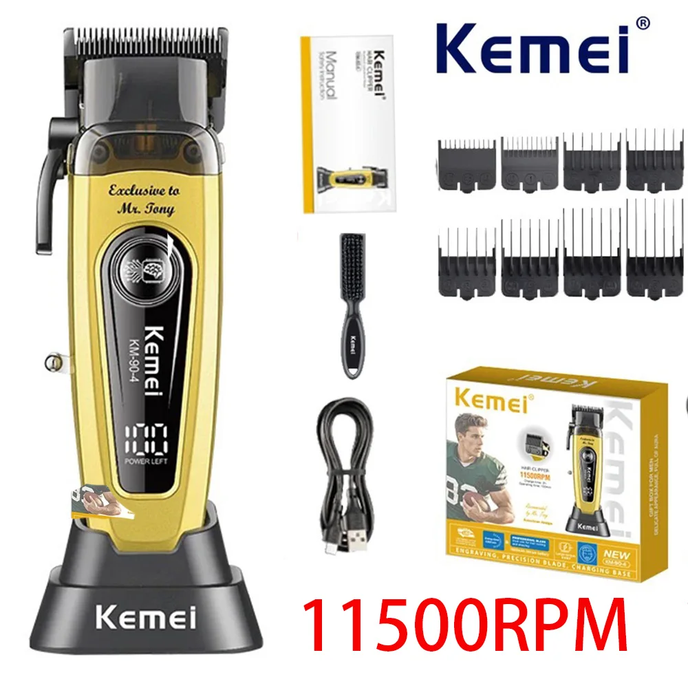 Kemei 2299 90-4 1102 11500 دورة في الدقيقة مشابك شعر قابلة للشحن الحلاق اللاسلكي الشعر المتقلب ماكينة حلاقة كهربائية الرجال آلة قطع الشعر
