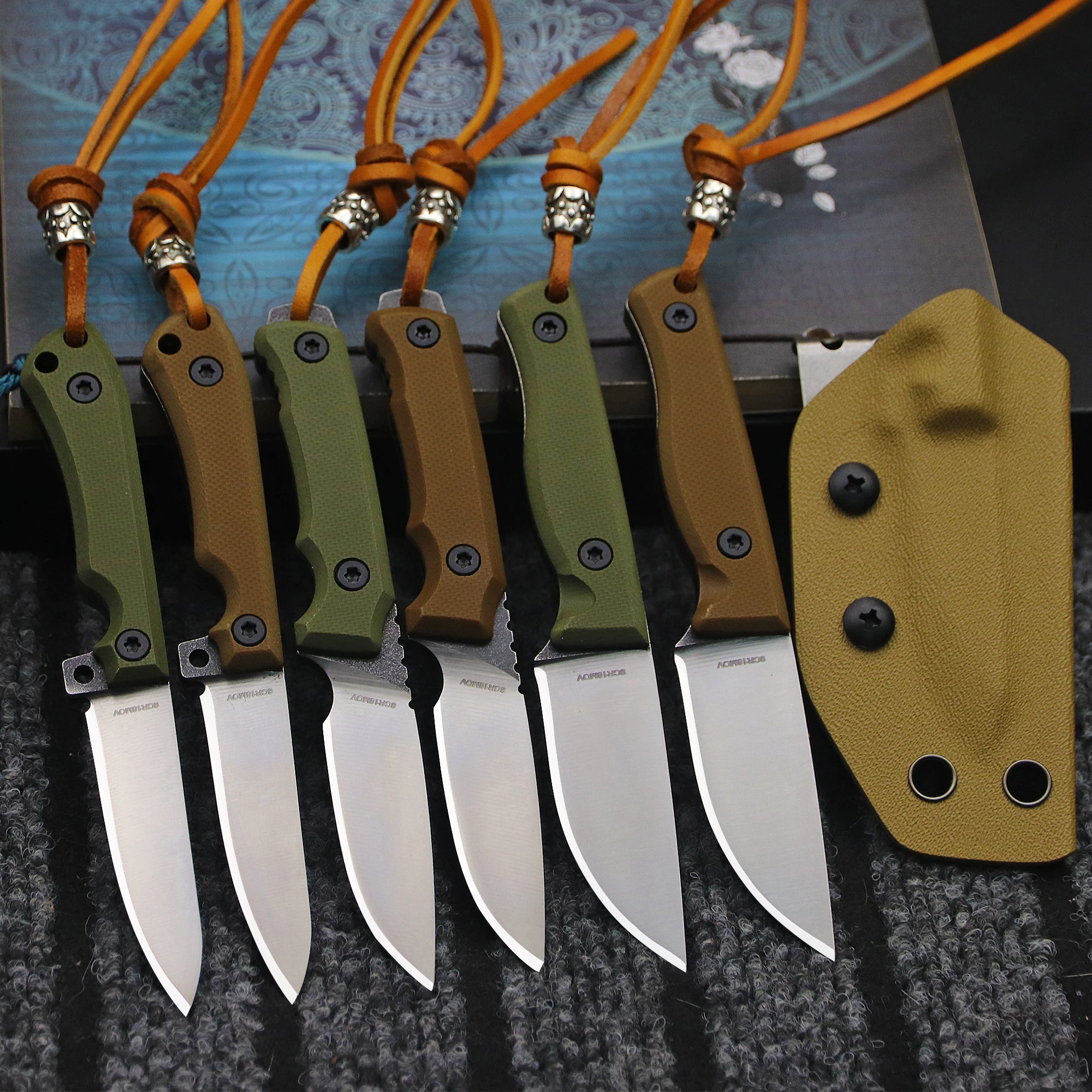 WPKOPYA U.S.9CR18MOV Mini cuchillo de caza Full Tang + funda K, cuchillo de supervivencia en la jungla, cuchillo EDC de autodefensa para acampar