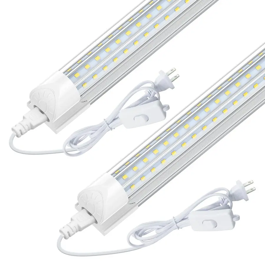

Led Shop Lights 4FT, D Shape LED Light 50W 7500LM 6500K Daylight White, Garage Light, Linkable Clear Cover T8 Integrated for Gar