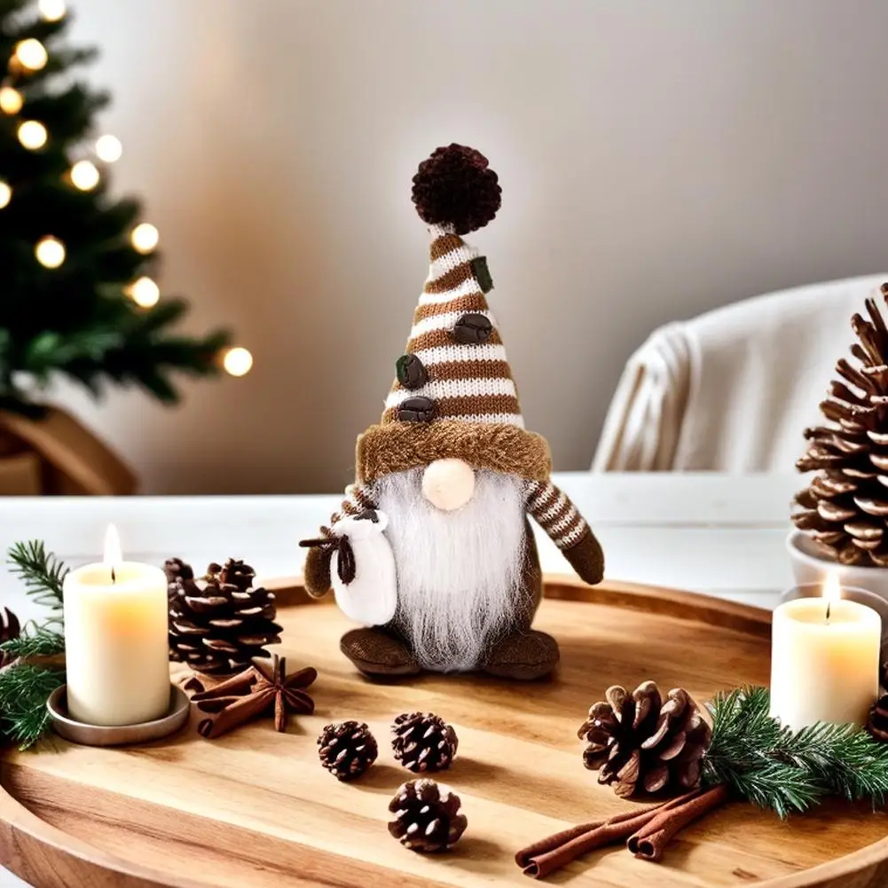 Coffee gnome figurine Christmas Home Decorations Grey Full Beard Stuffed Plush Doll Cute Faceless Gnome For Kids Gift