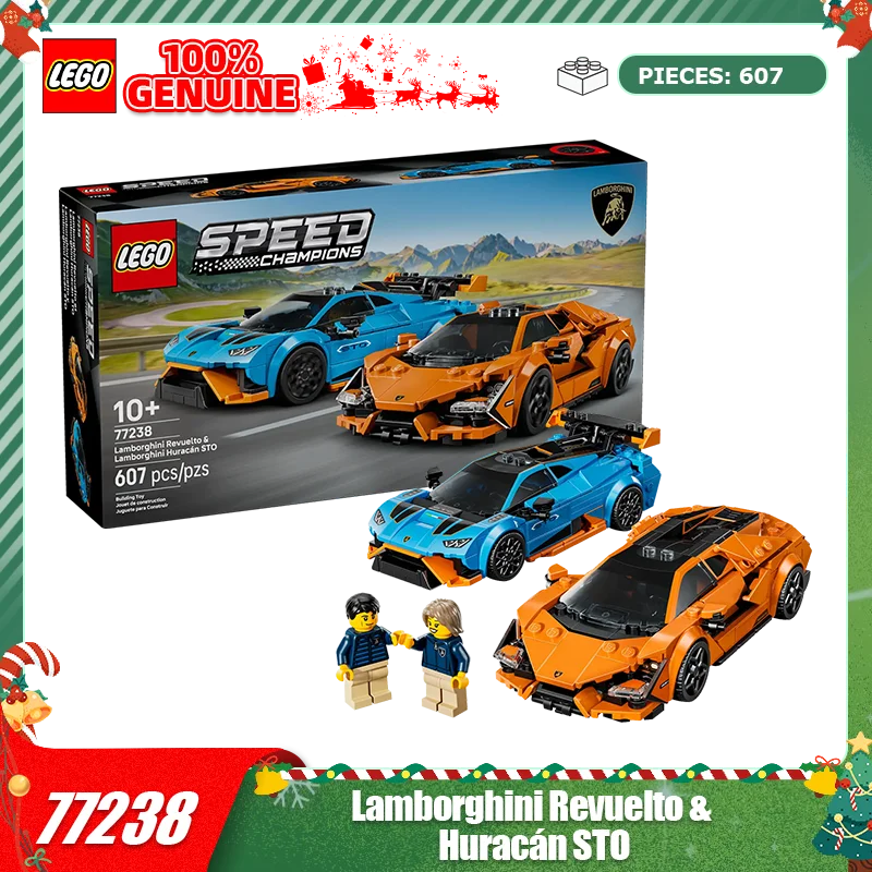 

Lego bricks, Lamborghini Revuelto&Hur á can sports car models, assembled car toys, children's and adult gifts