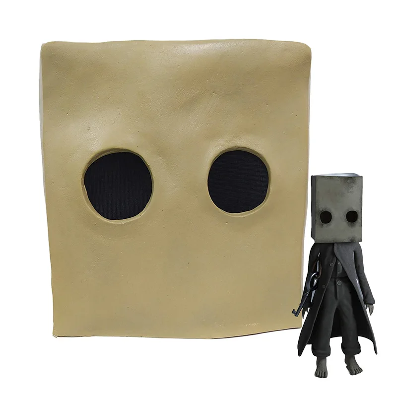 Steam Game Little Nightmares Latex Mask Cosplay Six Mono Funny Square Cardboard Box Prank Helmet Halloween Masquerade Party Prop