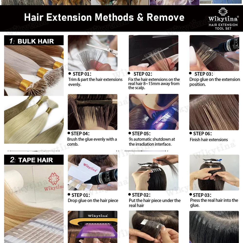 Professionelles UV-Licht Haarverlängerungs-Set 2025 mit V-Licht-Werkzeugen, Kleber und Aushärtungslicht für den Heim- oder Salongebrauch – Detail 3