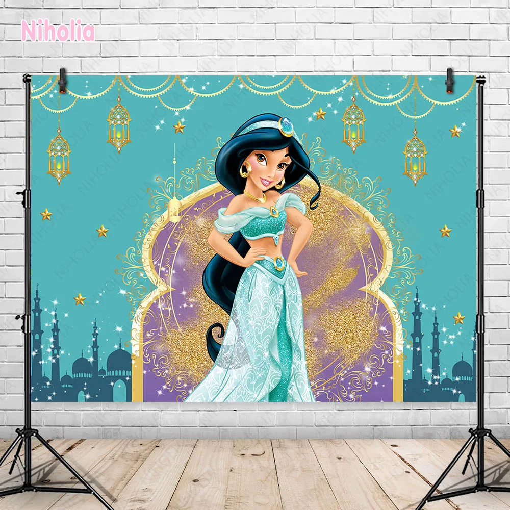 Aladdin Jasmine Backdrop Birthday Party Decoration Princess Girls 1st Dinner Photography Background Baby Shower Poster Banner