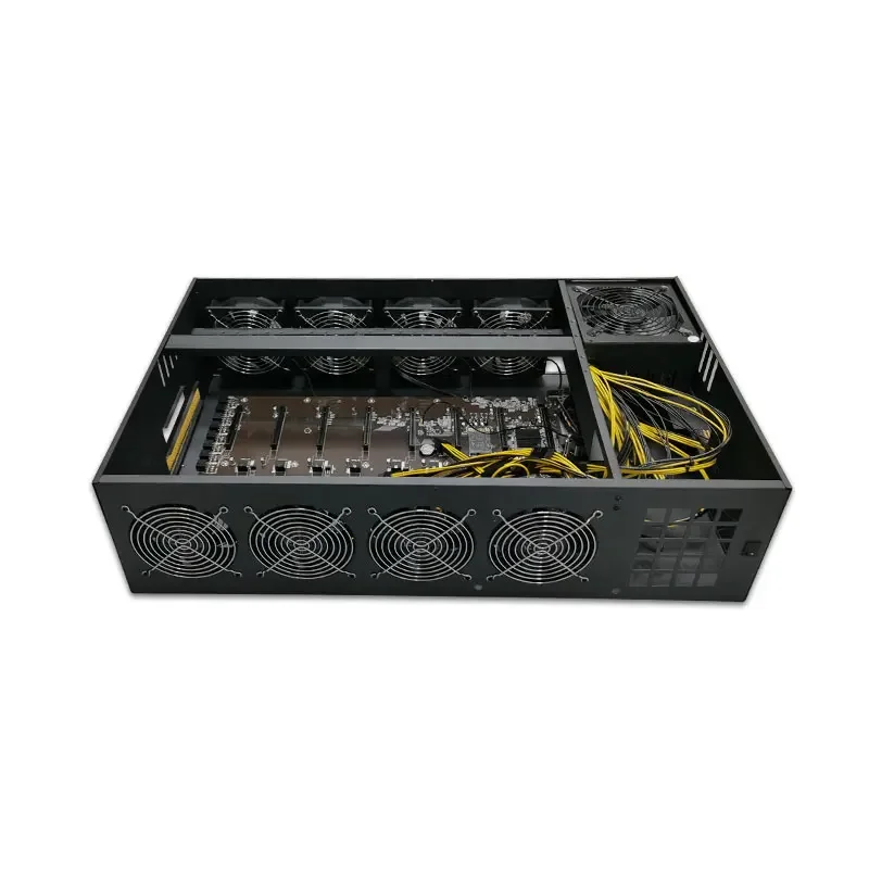 8 GPU Metal Case Computer Frame Rack Kit Motherboard case with 8fans fully motherboard psu