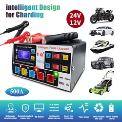 Cargador de batería de coche de alta potencia, pantalla LED de 240W, carga rápida, 12V-24V, reparación de pulso inteligente para coche, SUV, camión, envío directo