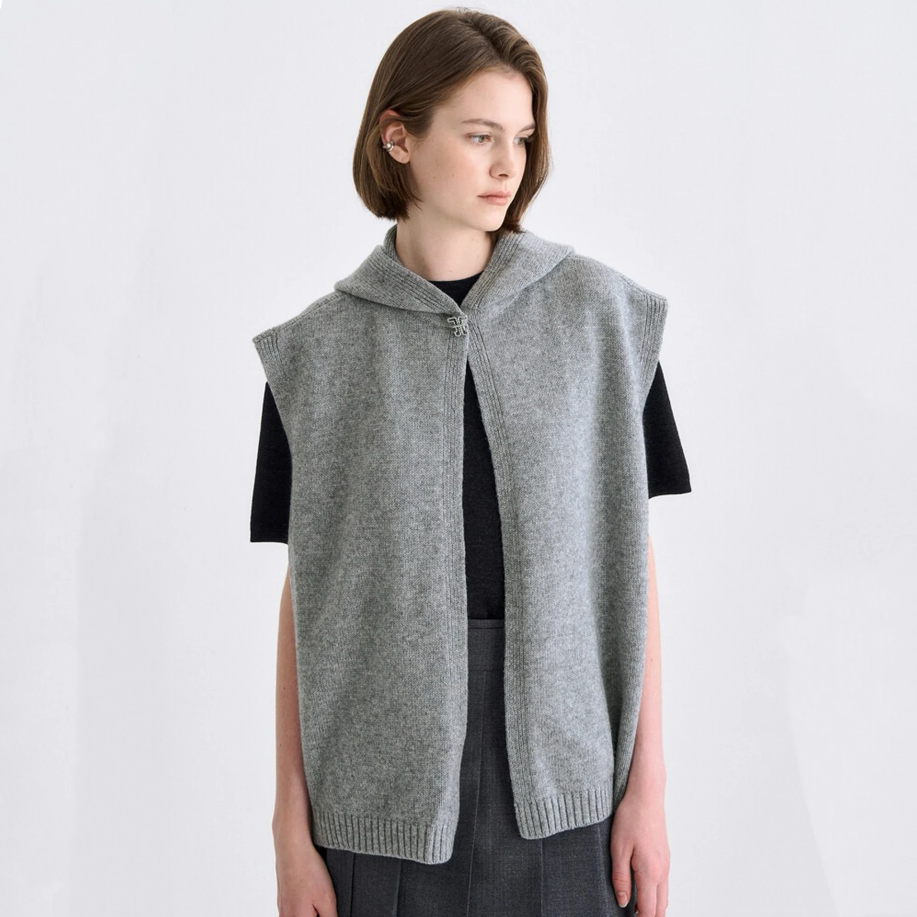 مقنعين الليمون الجبن T25 الخريف Faionable تنوعا تخفيف Sle سترة مفتوحة بالطول العادي سترة لون نقي